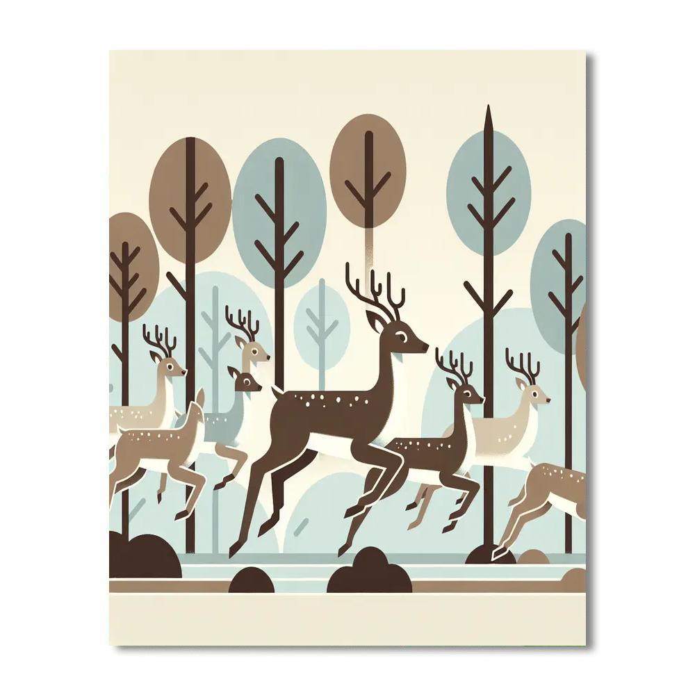 Delightful Deer Dance Number Painting