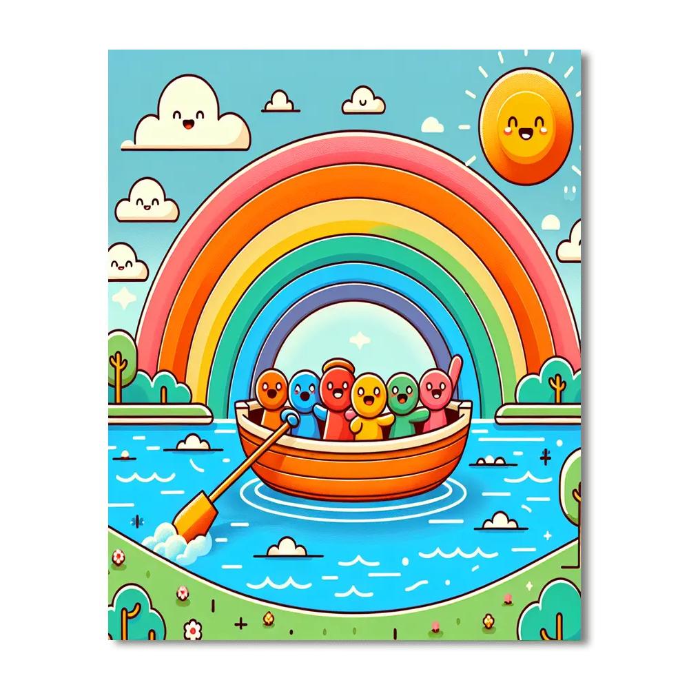 Sailing On A Rainbow Boat DIY Paint By Numbers
