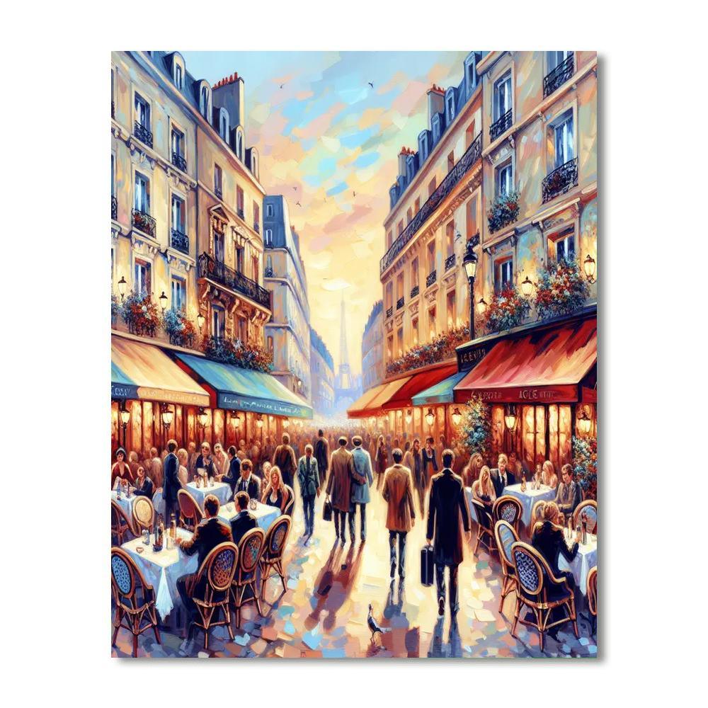 Parisian Street Cafe Charm DIY Paint By Numbers