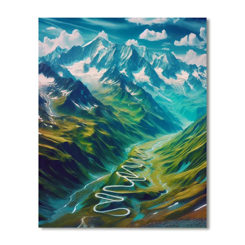 Winding Mountain Path Painting Number Kit
