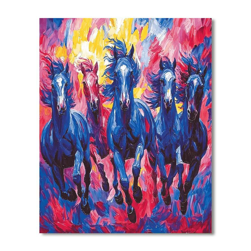 Franz Marc Inspired Wild Stallions  Painting By Numbers Kit