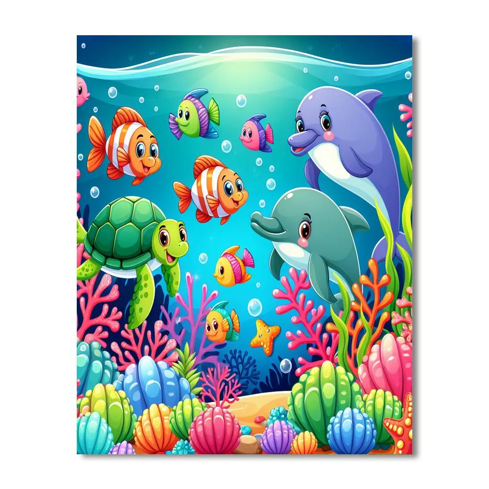 Happy Undersea Adventure Paint By Numbers Art
