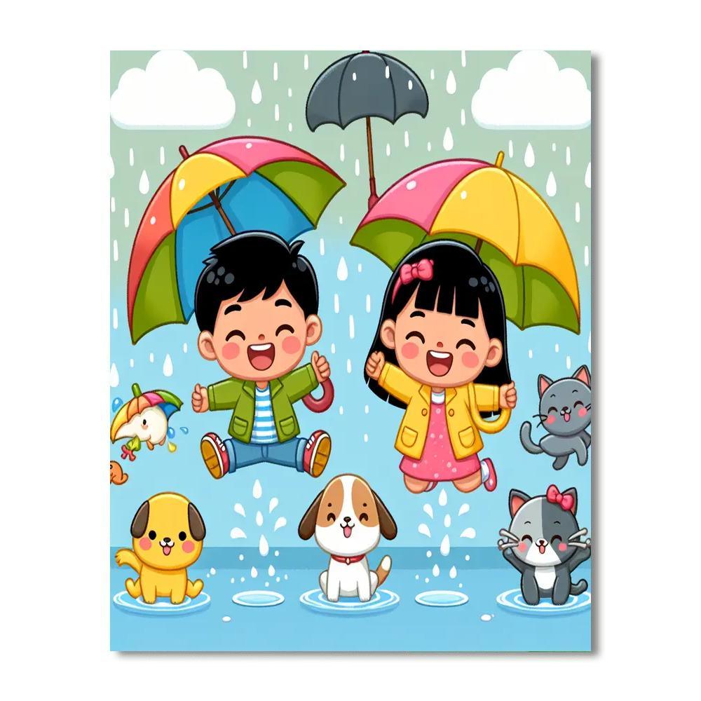 Fun In The Rain Paint By Number