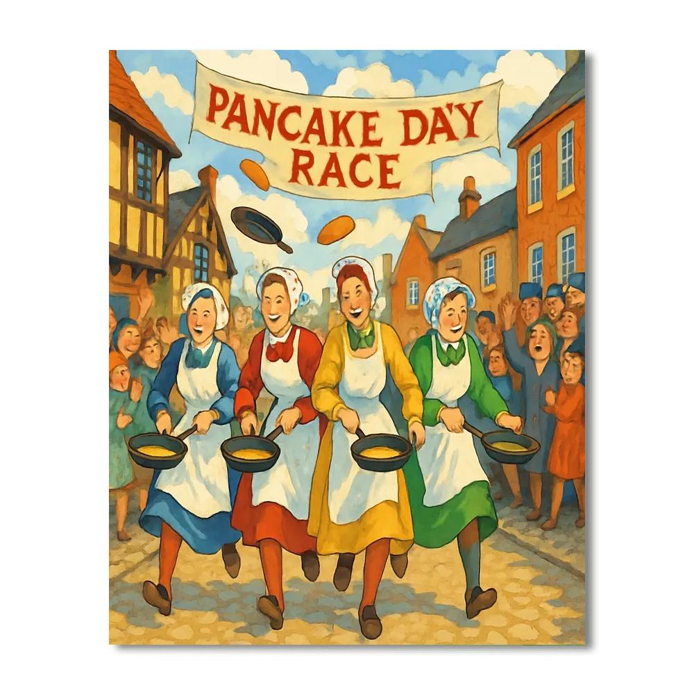 Pancake Day Race - England Paint By Numbers Kits