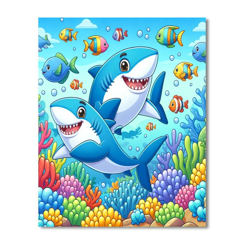 Silly Shark Friends Paint By Color