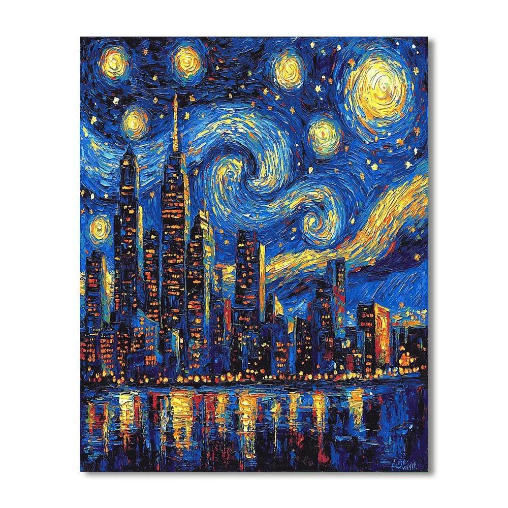 Vincent Van Gogh Inspired Electric City Nights  Painting By Numbers Kit