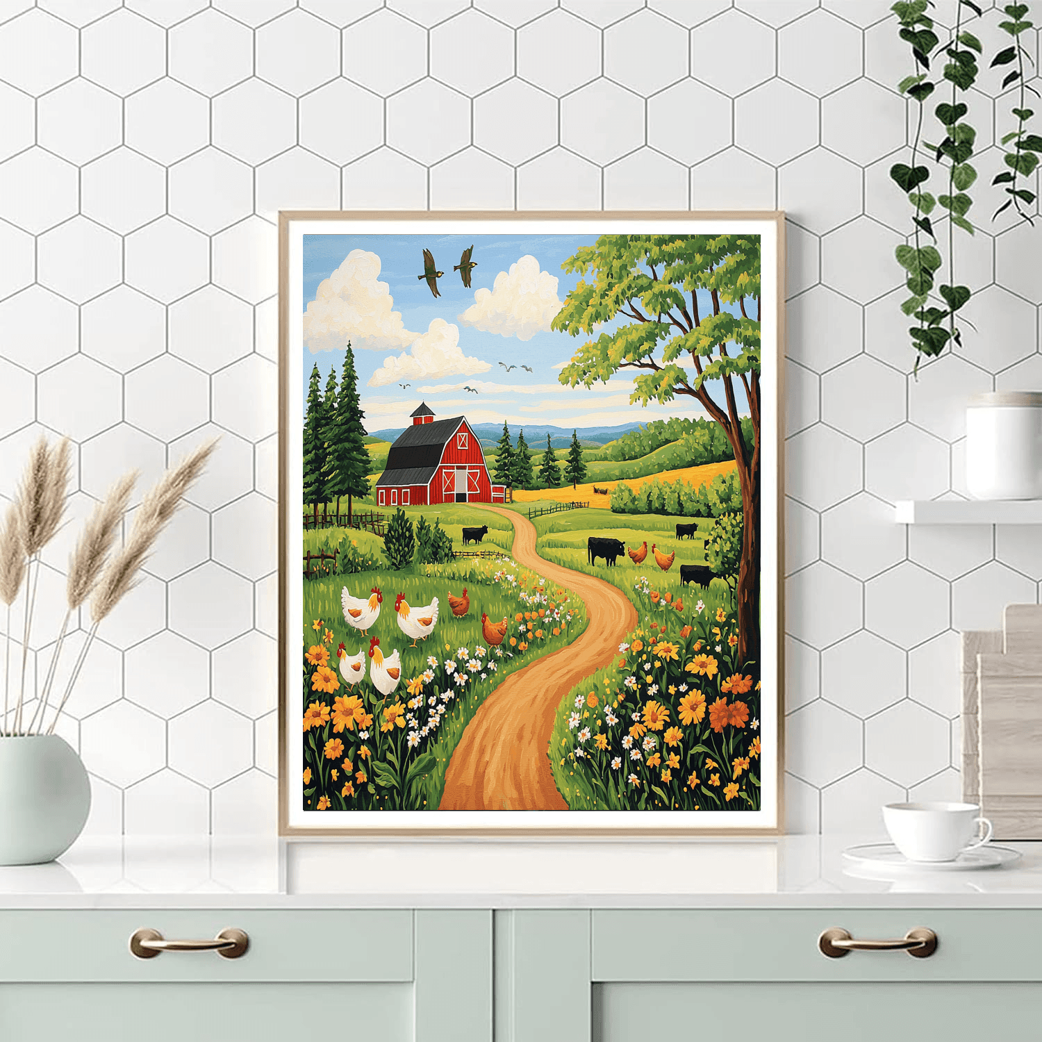 Grandma Moses Inspired Animal Companions  Paint By Numbers