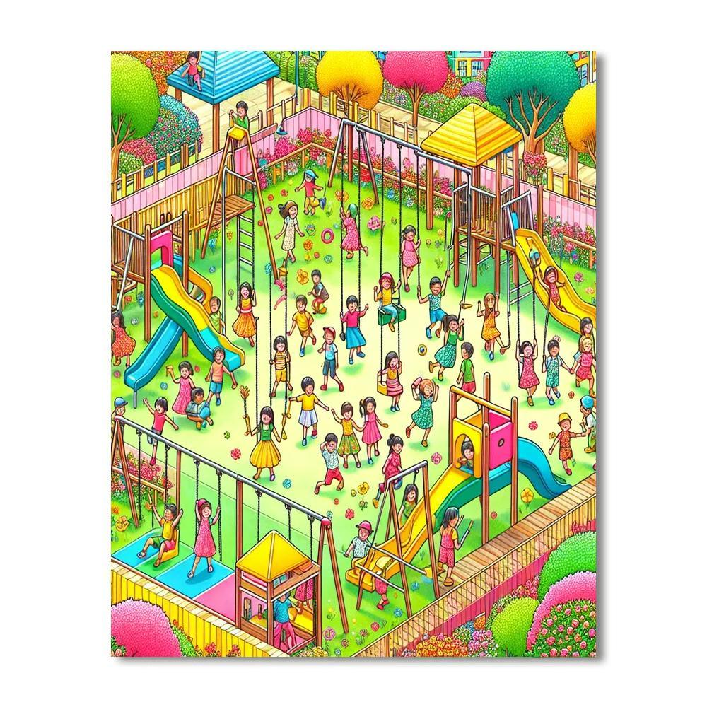 Joyful Children At Play Paint By Numbers Art