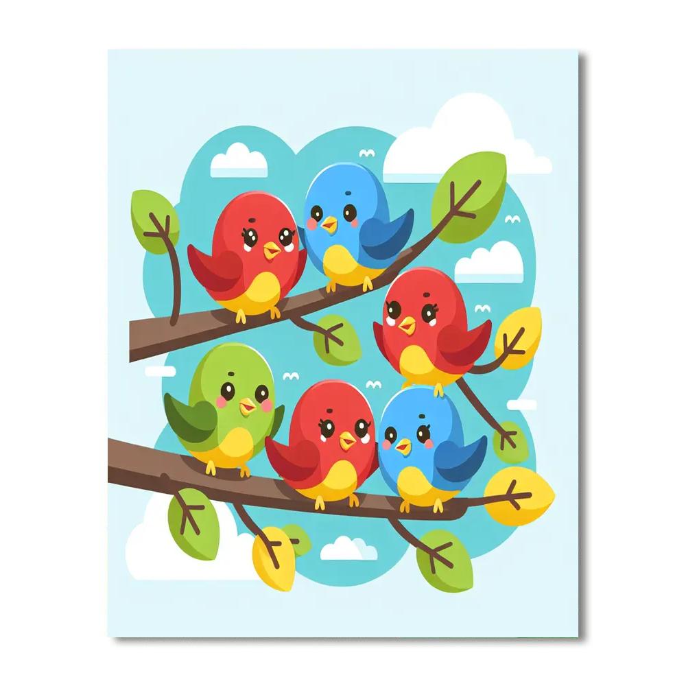 Colorful Birds Numbered Painting Kits