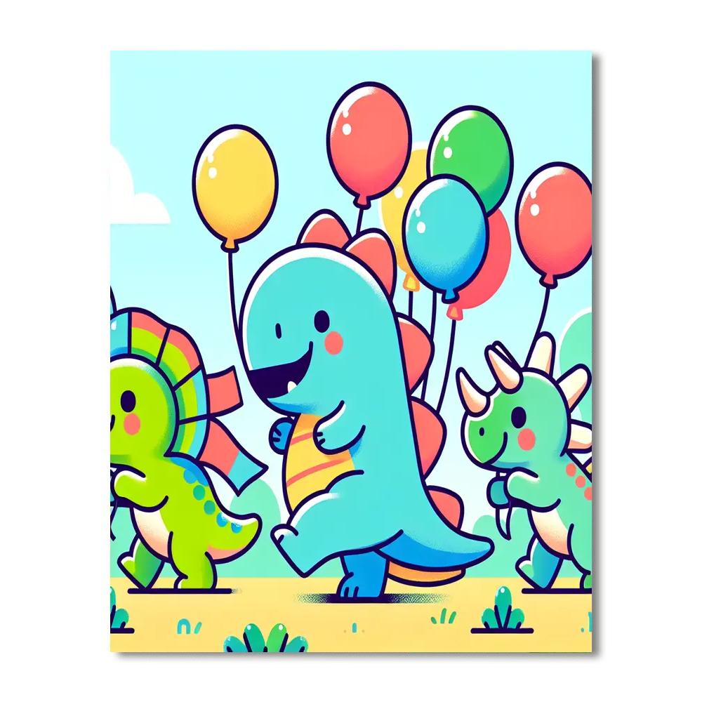 Cheerful Dino Parade Painting Number Kit