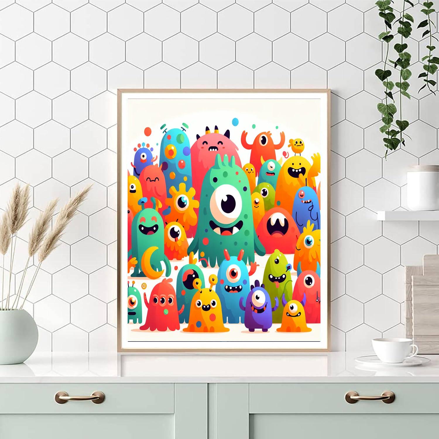 Playful Monster Mayhem Painting Number Kit