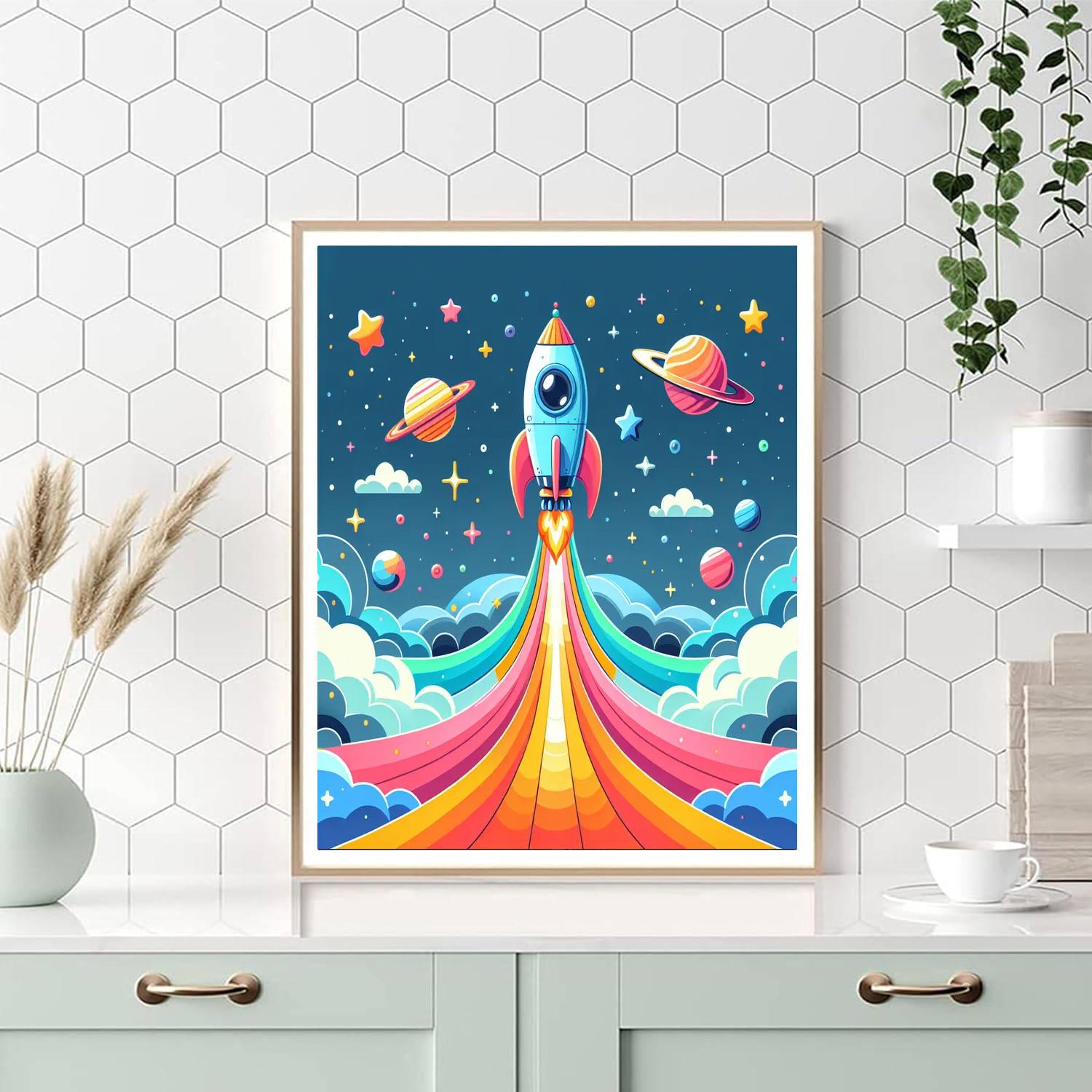 Whimsical Rocket Numbered Painting Kits