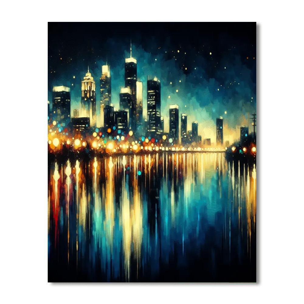 Glistening City Reflection Paint By Number