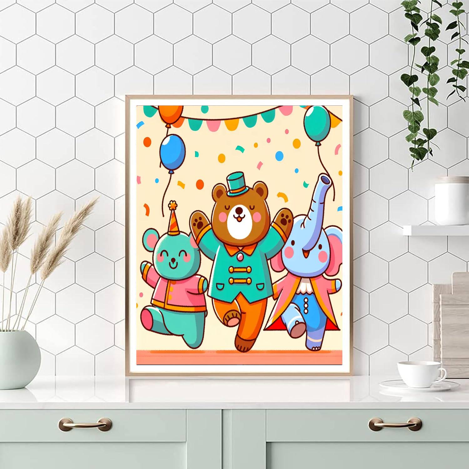 Funny Animal Parade Painting Number Kit