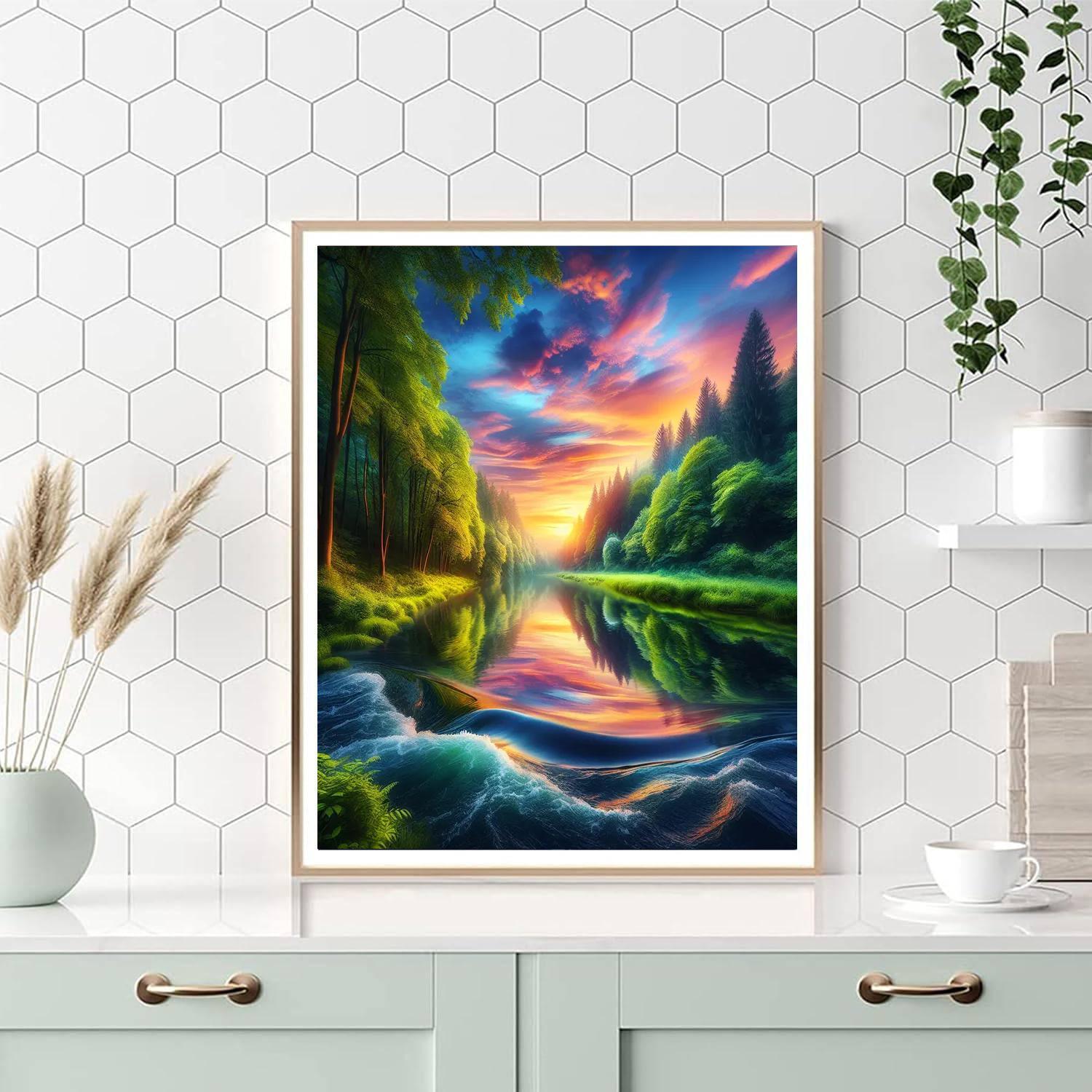 Mystical Riverbend Reflection DIY Paint By Numbers