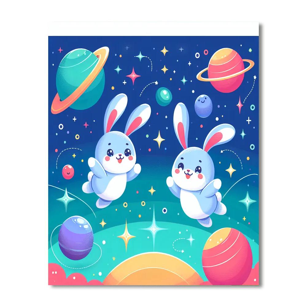 Playful Space Bunnies Paint By Numbers