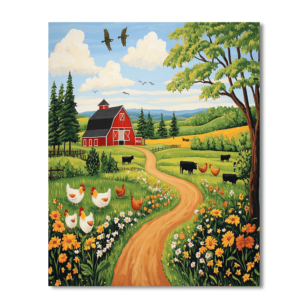 Grandma Moses Inspired Animal Companions  Paint By Numbers