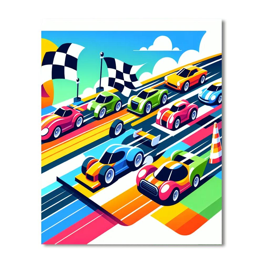 Race Track Thrills Paint By Numbers Art