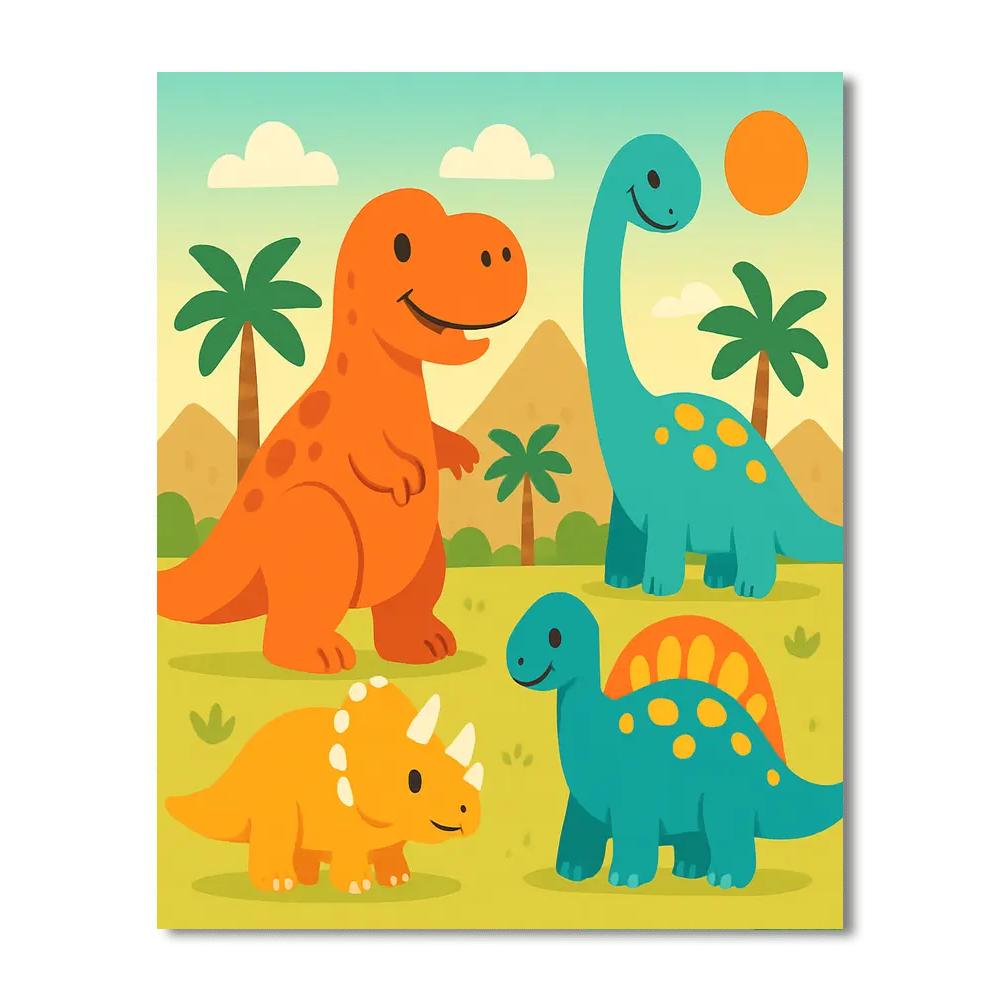 Exciting Dinosaurs Paint By Numbers Art