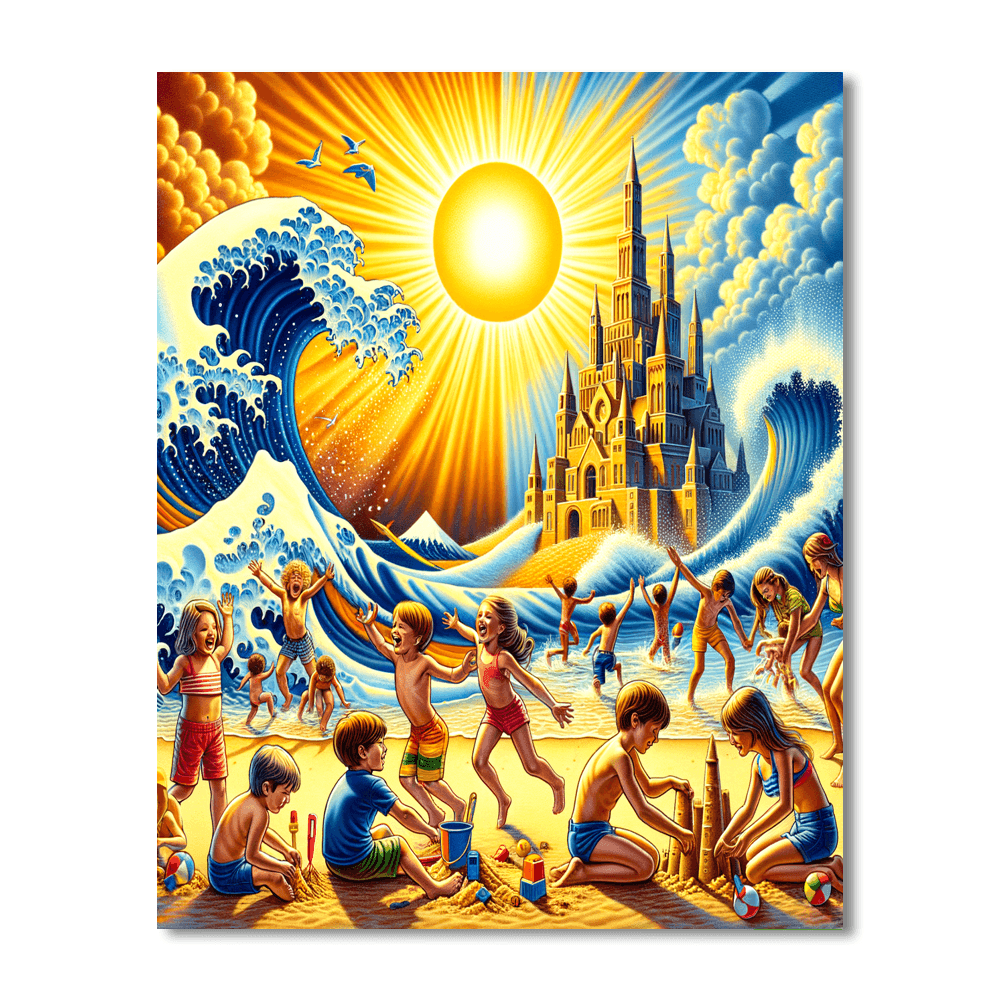 Colorful Beach Day Painting Number Kit