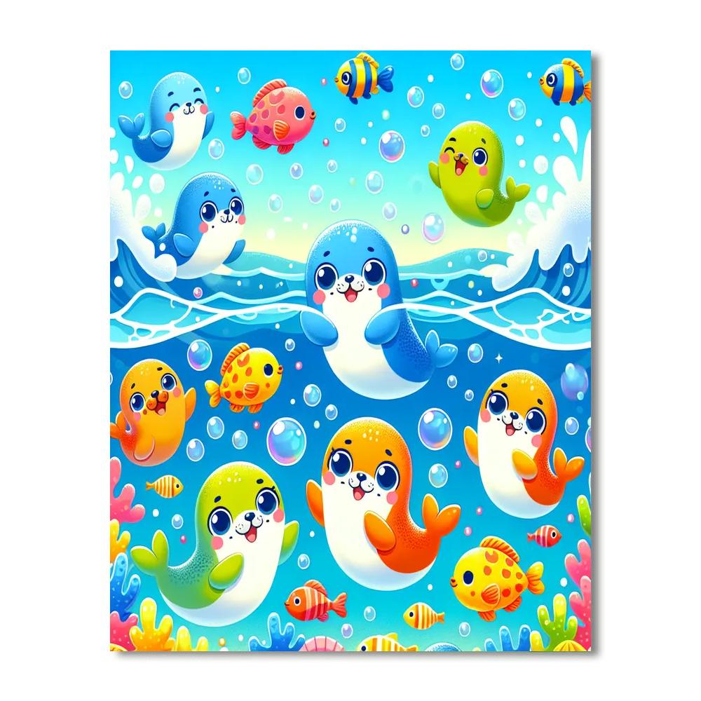 Playful Seal Friends Numbered Painting Kits