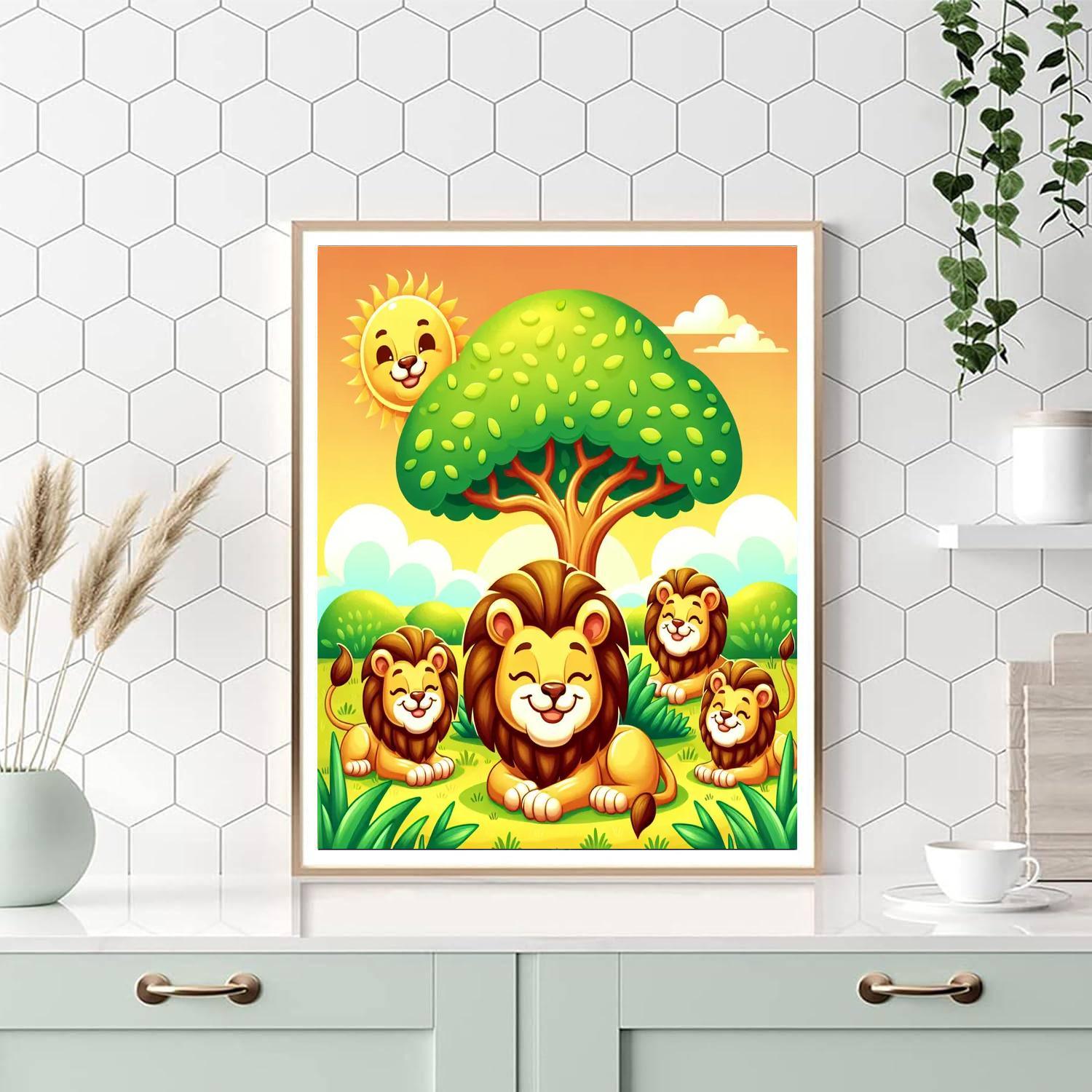 Lively Lions Number Painting