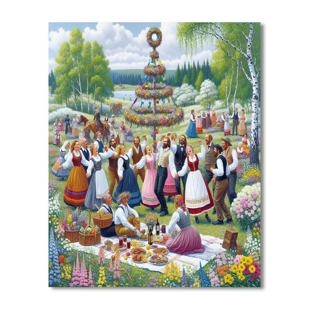 Midsummer Celebration - Stockholm Paint By Numbers Art