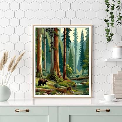 Bear's Woodland Retreat Painting By Numbers Kit