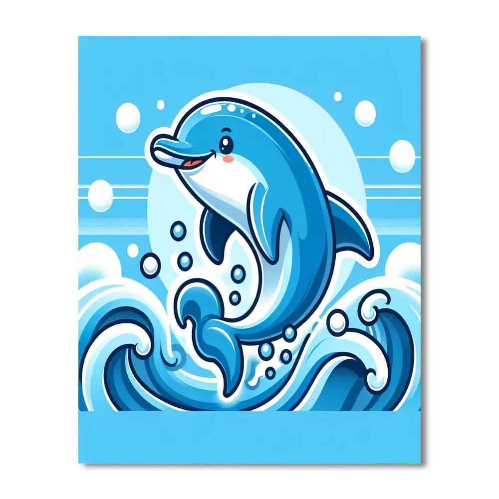 Daring Dolphin Splash Number Painting