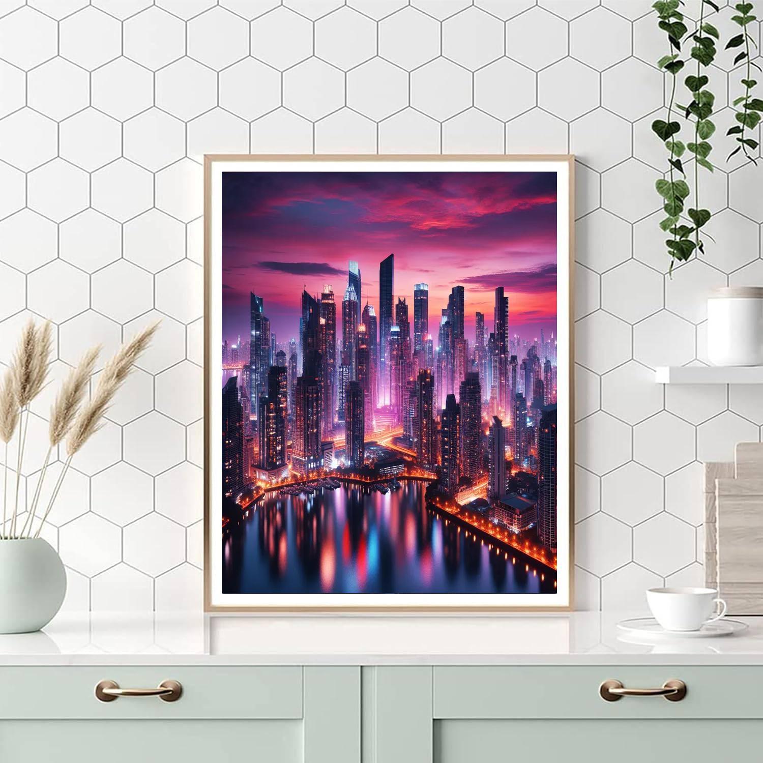 Twilight Cityscape Splendor Paint By Color