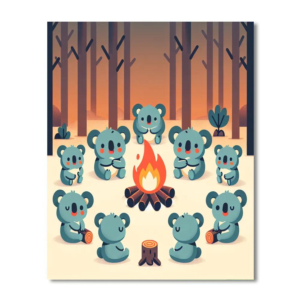 Koala's Cozy Campfire Paint By Numbers