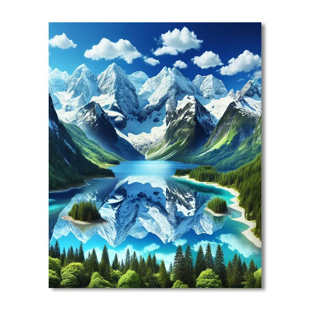 Enchanting Mountain Reflection Numbered Painting Kits