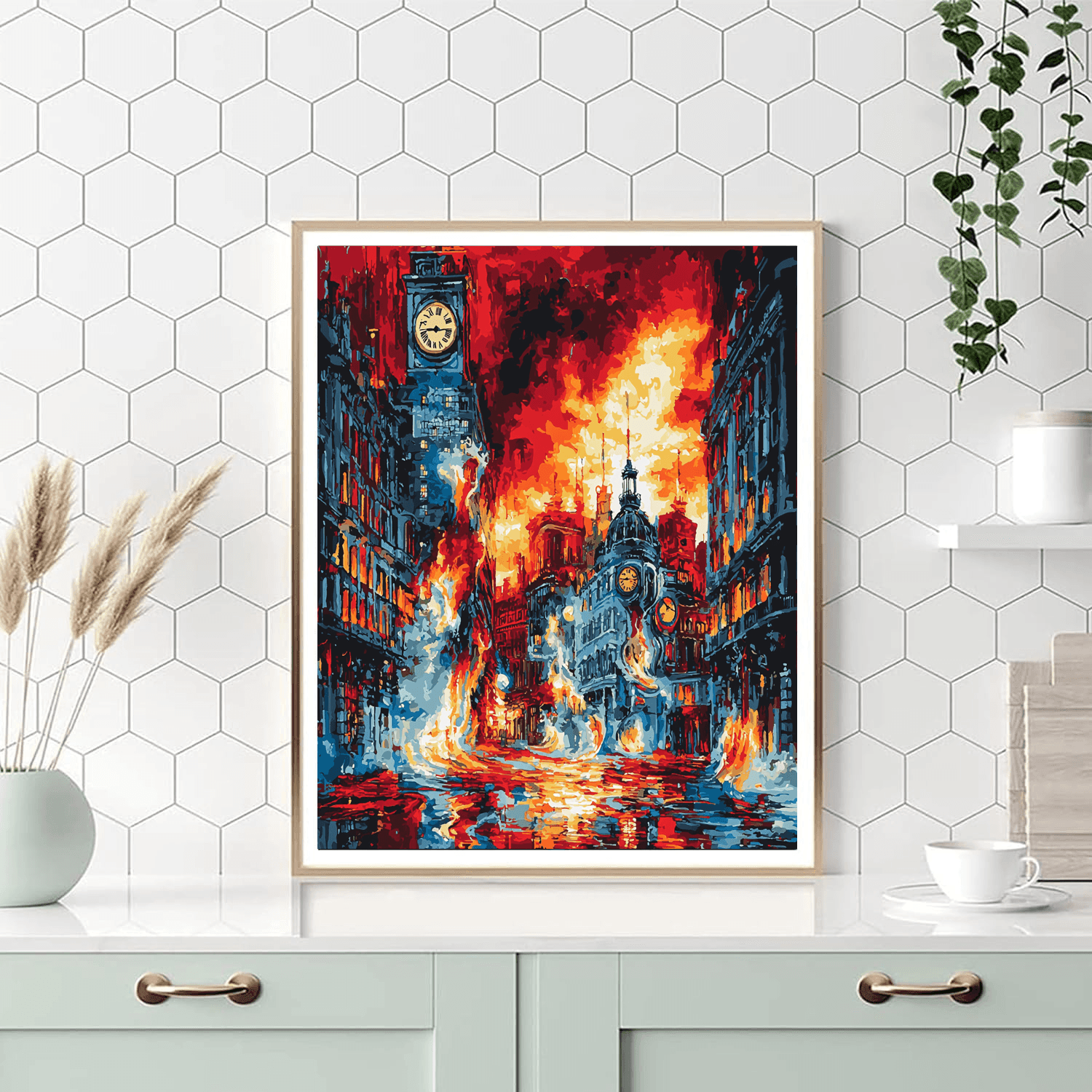 Salvador Dali Inspired Fantastical Metropolis Dreamscape  Numbered Painting Kits