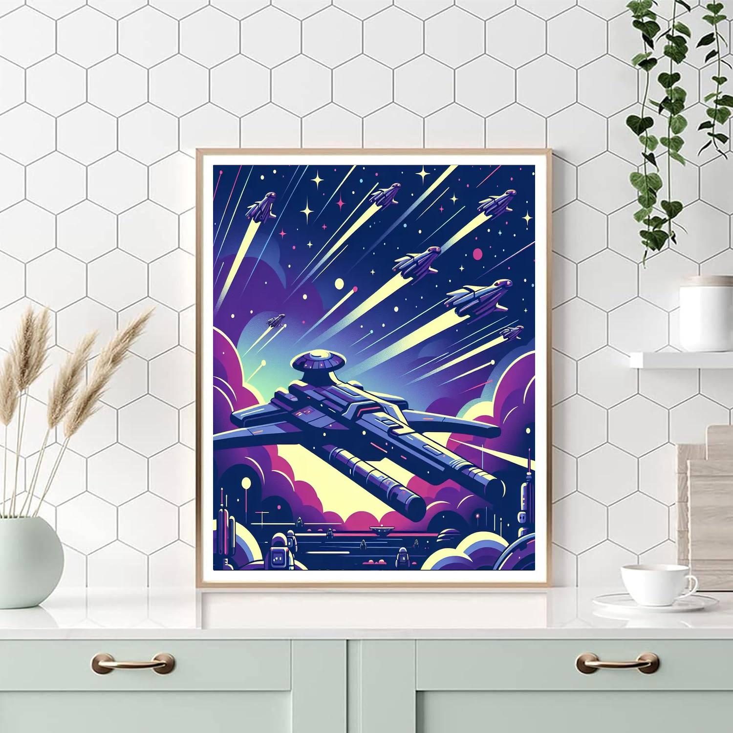 Galactic Starship Fleet Number Painting