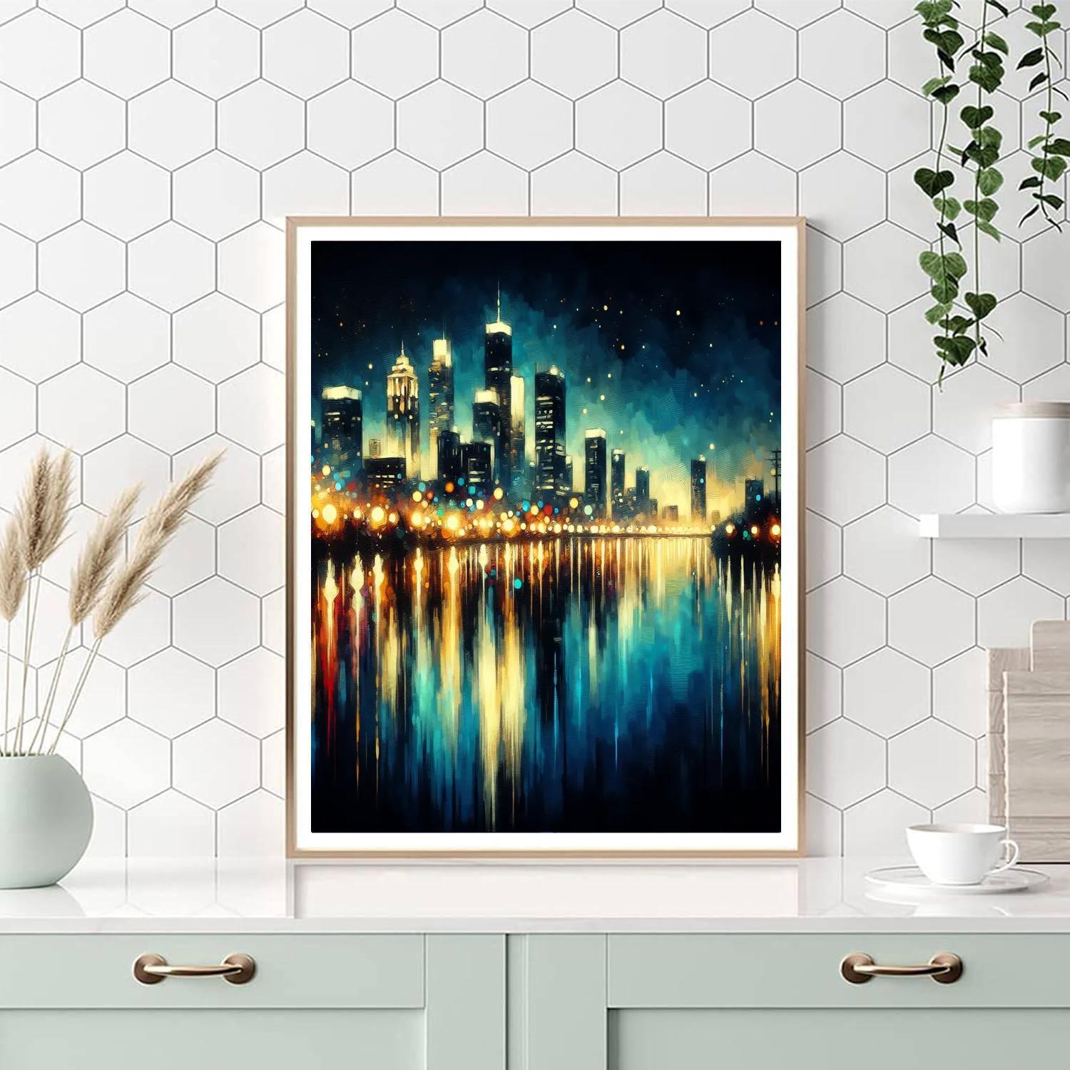 Glistening City Reflection Paint By Number