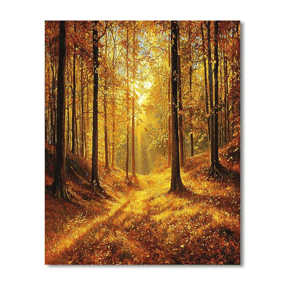 Caspar David Friedrich Inspired Mysterious Autumn Forest  Number Painting