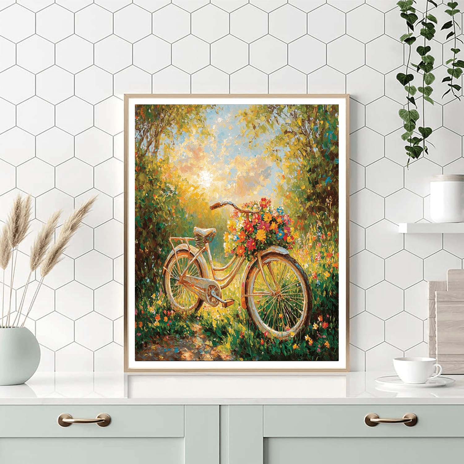 Claude Monet Inspired Vintage Bicycle Charm  Paint By Numbers