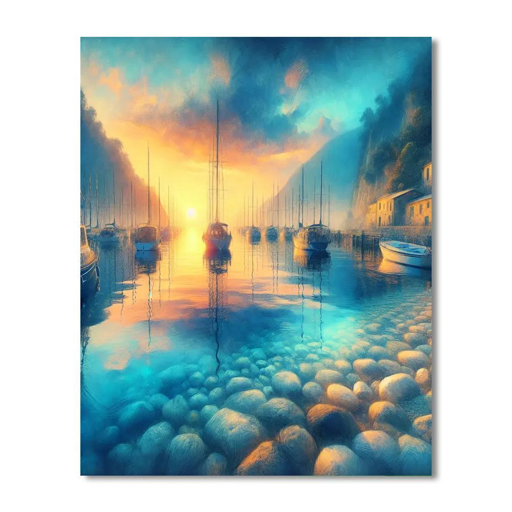 Sunset Harbor View DIY Paint By Numbers