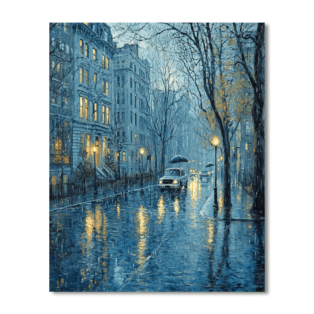 Edward Hopper Inspired Rainy Day In The City  Paint By Numbers Art