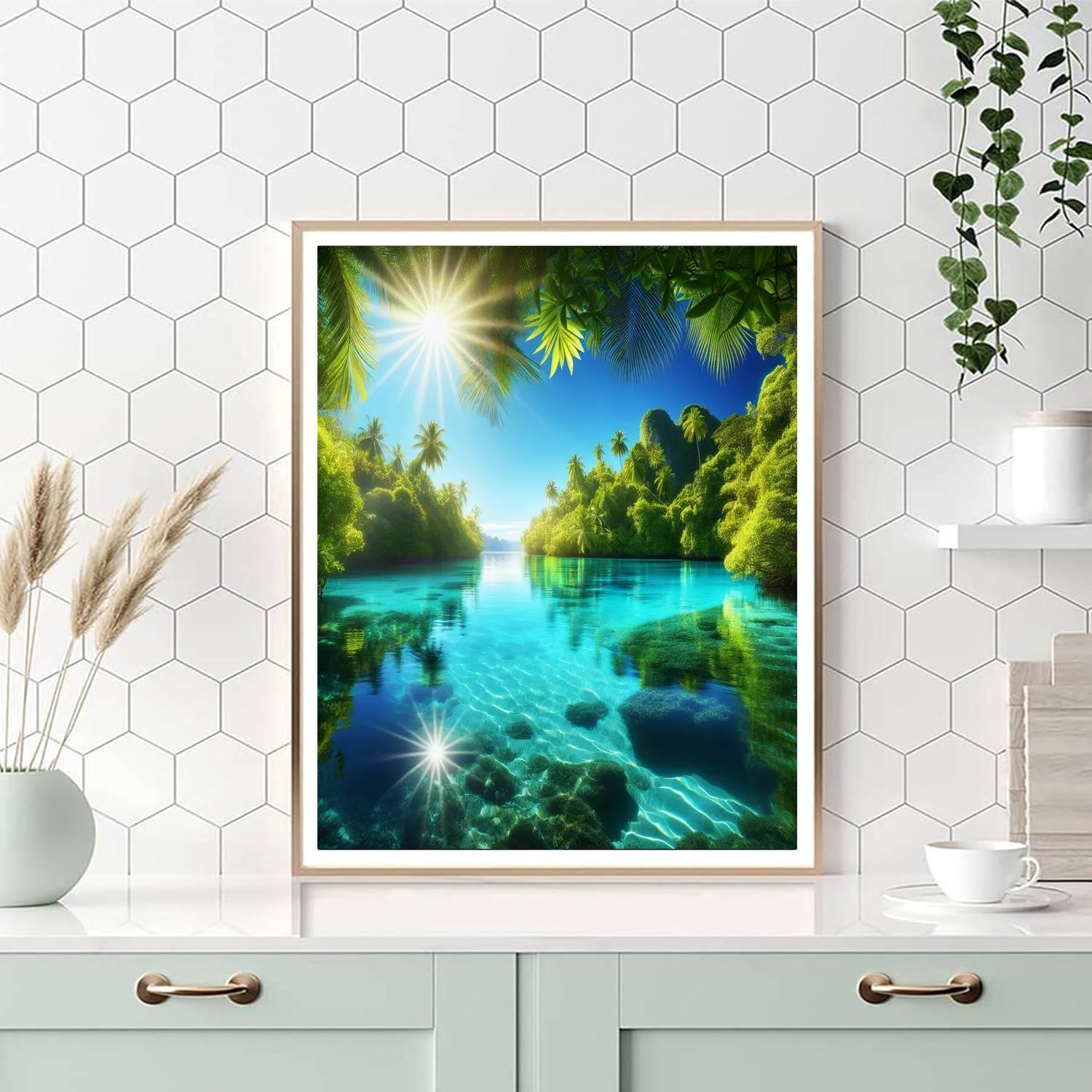 Tropical Lagoon Paint By Numbers Art