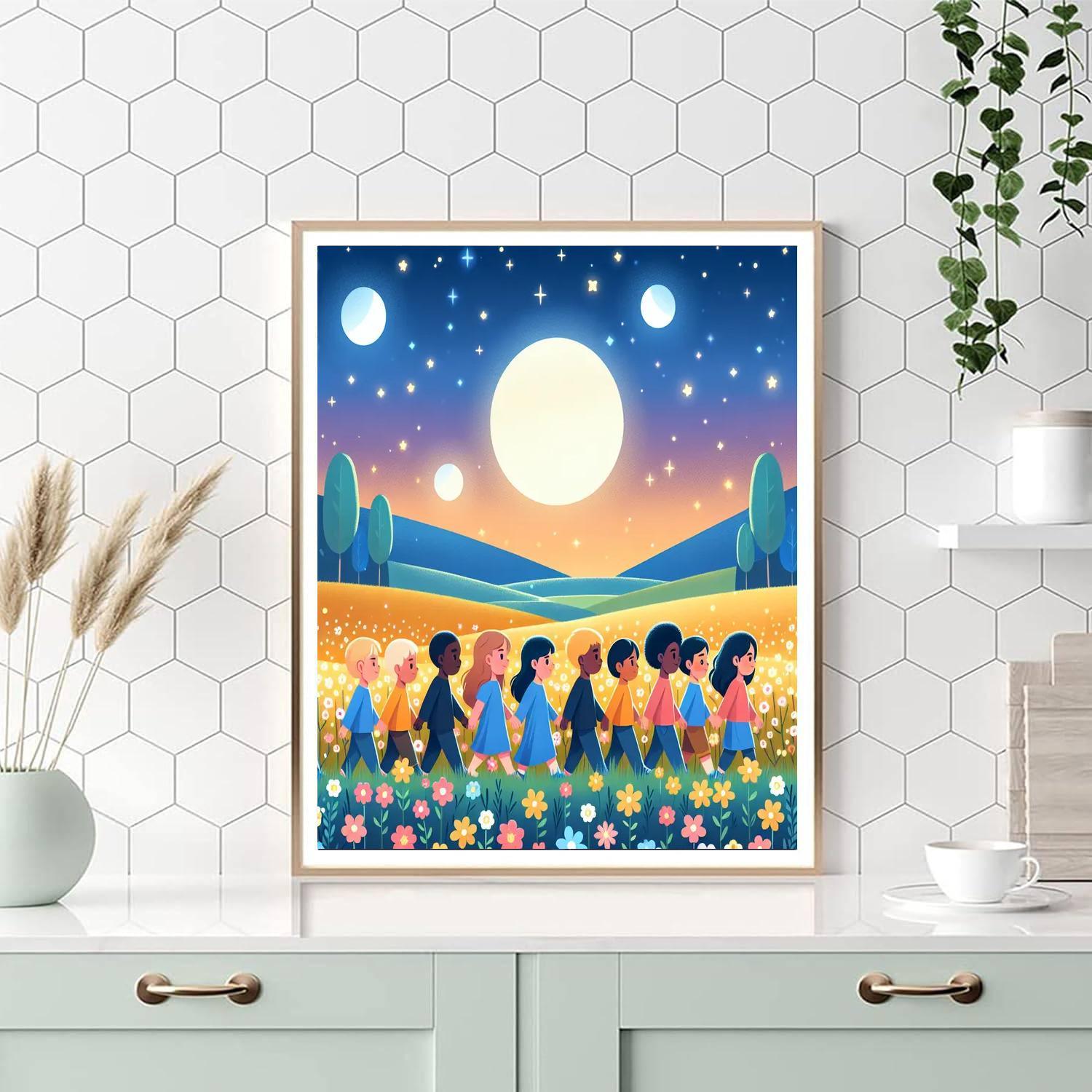 Moonlit Meadow Walk Painting Number Kit