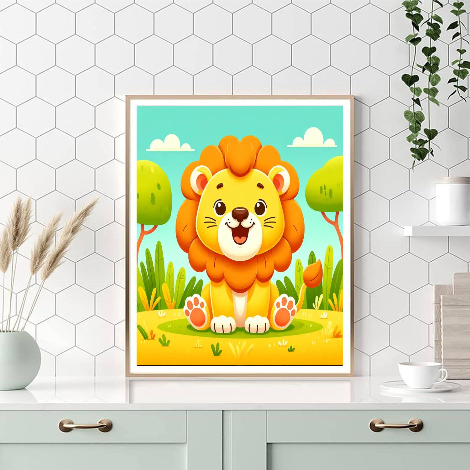 Charming Lion Cub Number Painting