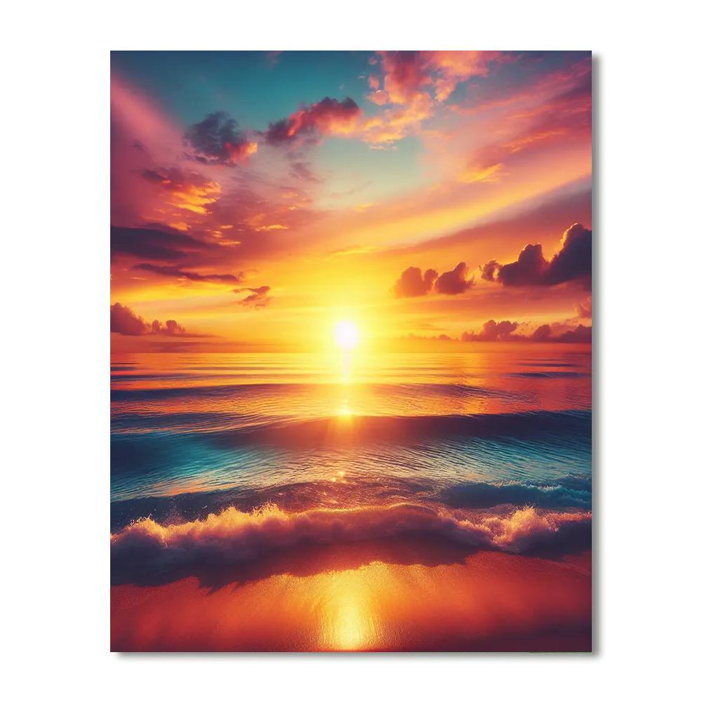 Coastal Sunrise Escape Painting Number Kit