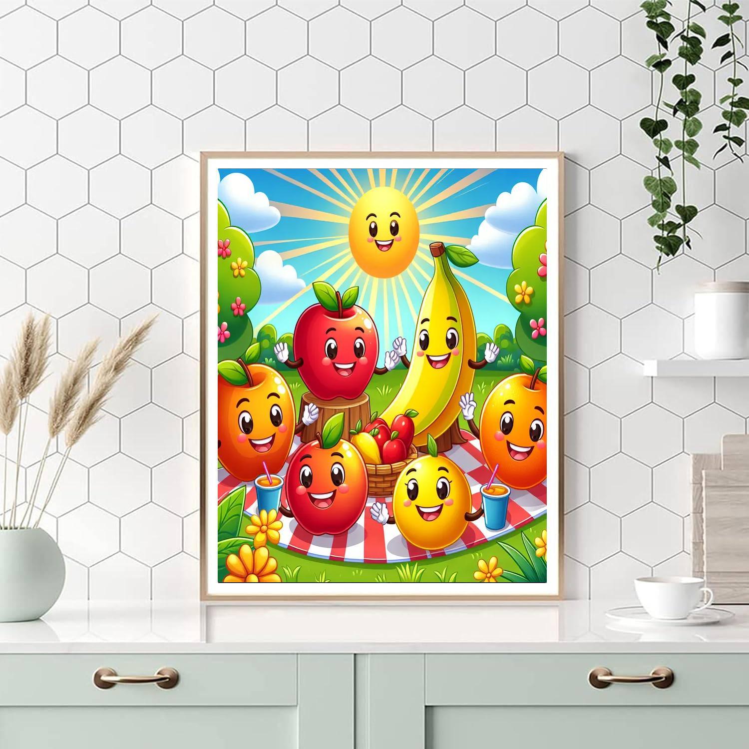 Bubbly Fruit Friends Paint By Numbers Art