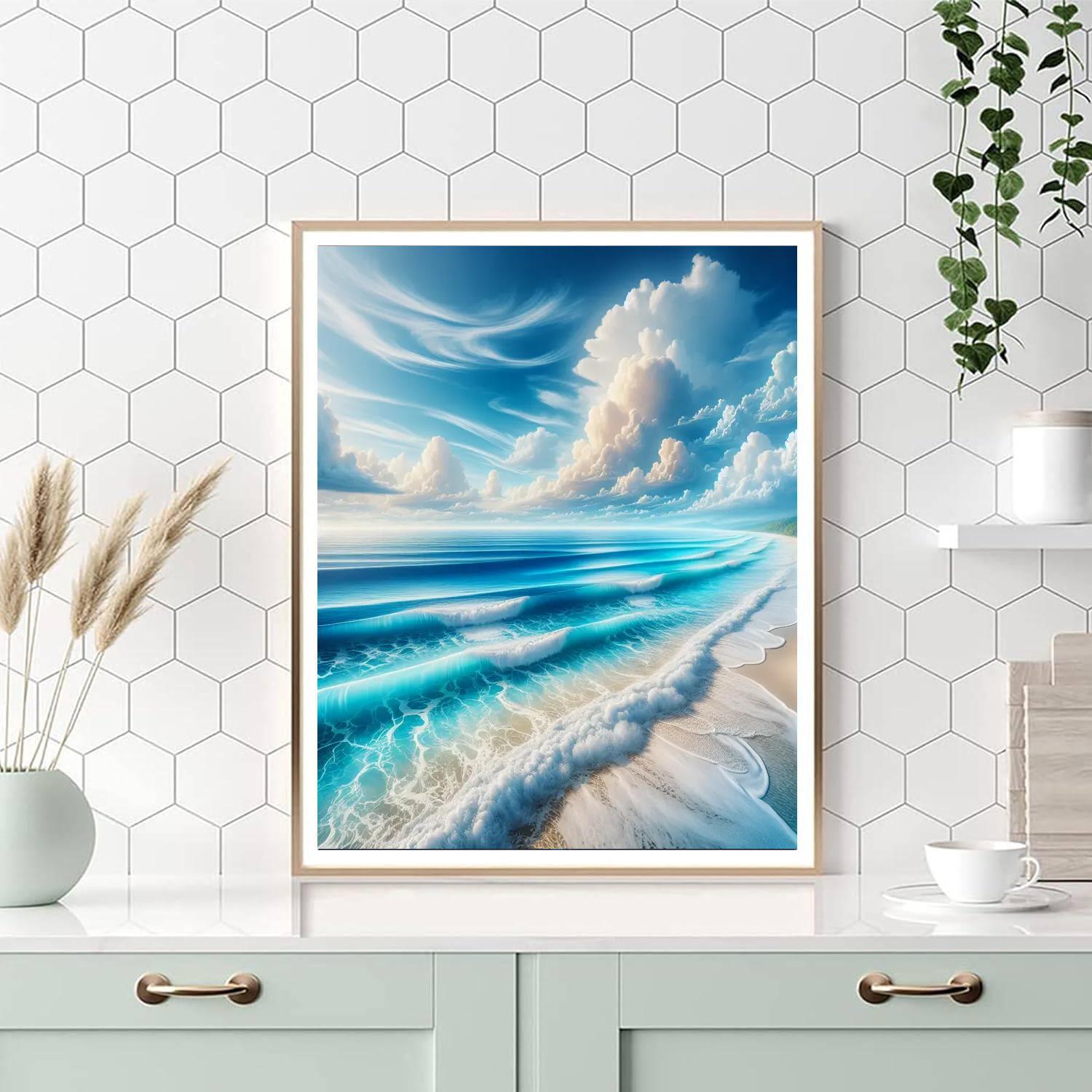 Coastal Harmony Seascape Number Painting