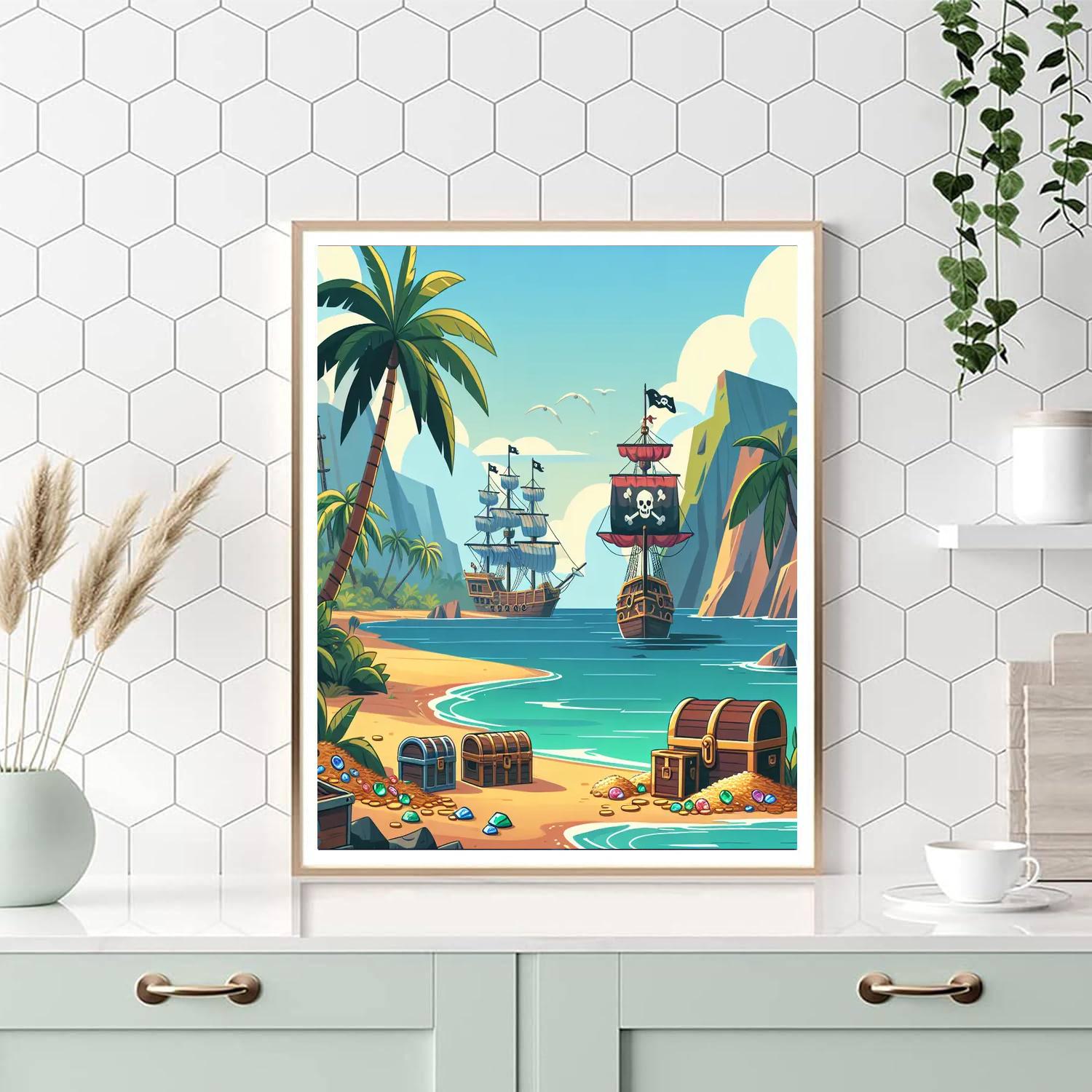 Charming Pirate Cove Number Painting