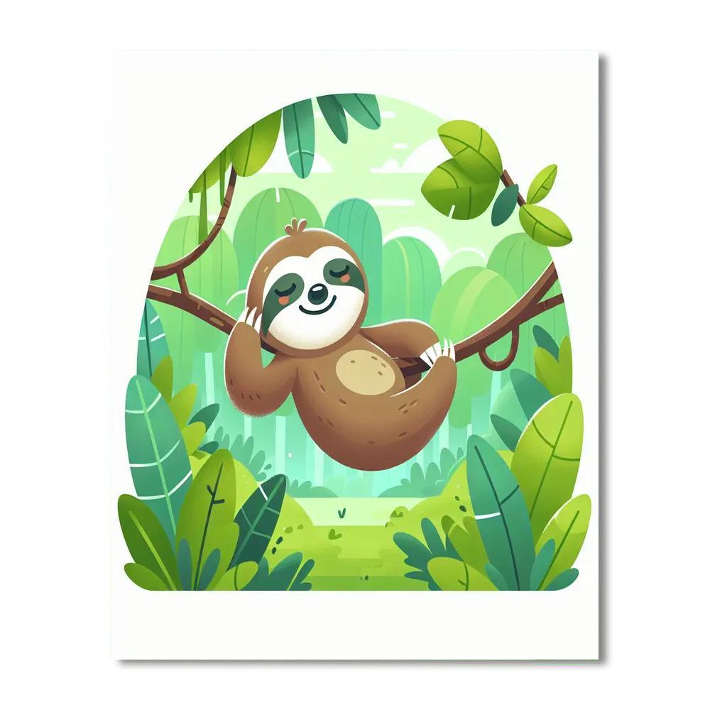 Silly Sloth Safari Paint By Numbers Art