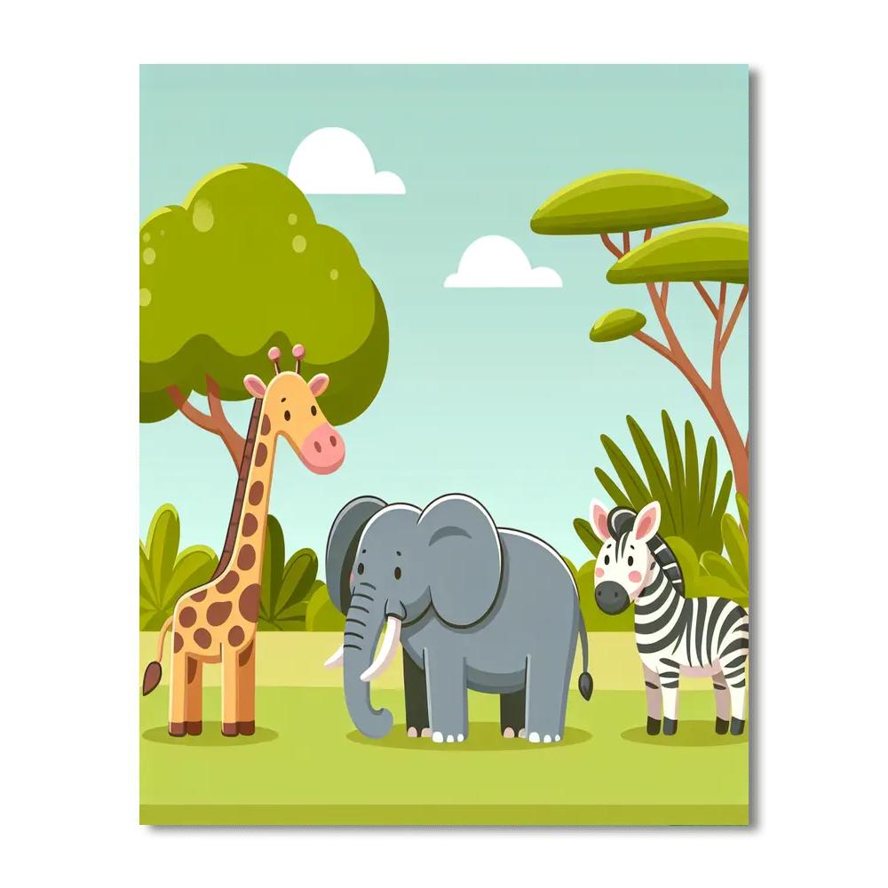 Safari Scene Paint By Numbers Art