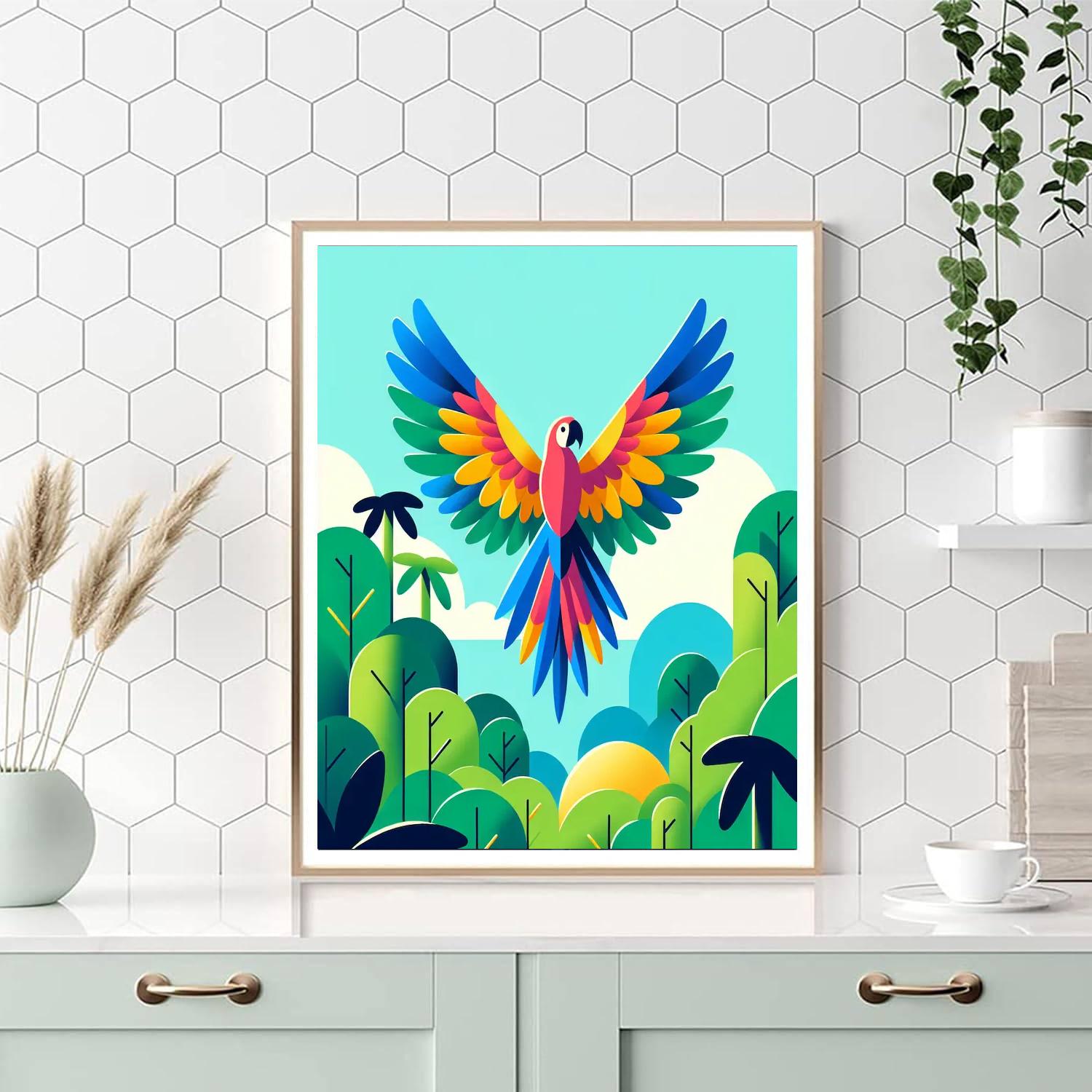 Flying Parrot Adventure Painting Number Kit