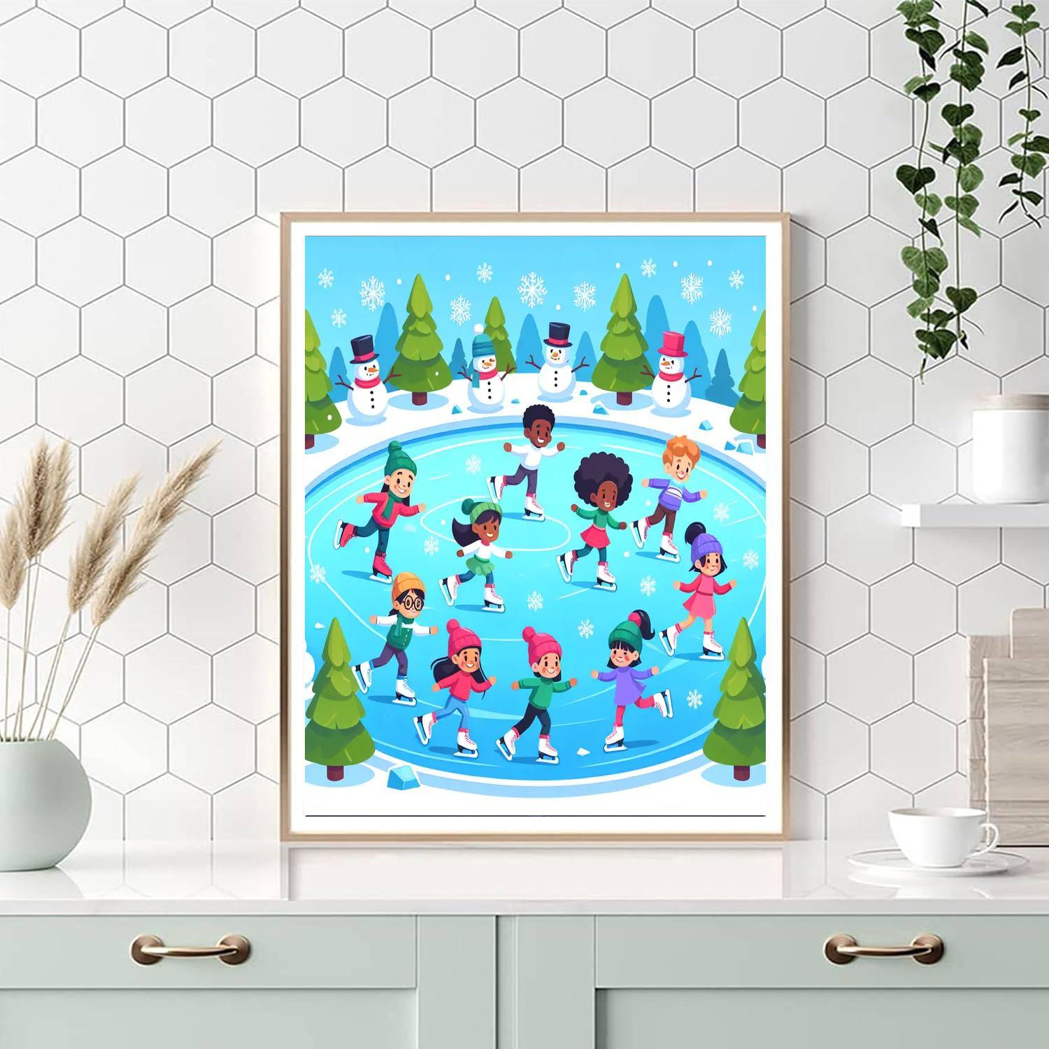 Winter Ice Skating Fun Painting Number Kit